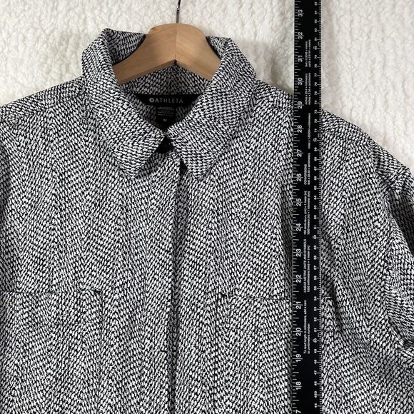 ATHLETA Black White Braiden Textured Button Down Shirt Jacket Shacket Sz Medium - Picture 14 of 14